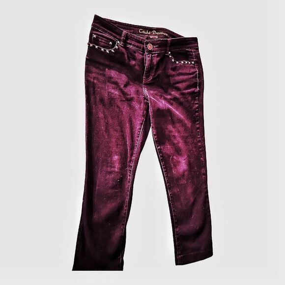 Cache Premium Black Studded Straight Leg Jeans Size 10 - Picture 1 of 5